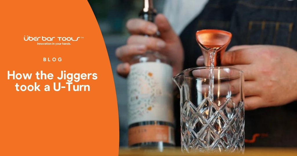 Precise measuring and pouring of liquor into a cocktail glass using the ProMegJig copper jigger