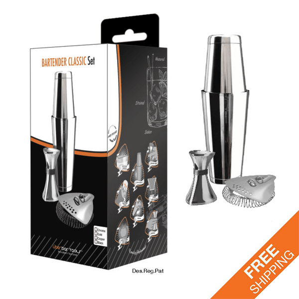 Bartender Classic Set Chrome (Incl. Boston & Toby Tin w/ Weighted Base) - Überbartools™
